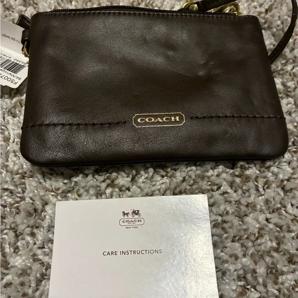 Coach Dark Brown Leather Wristlet - Picture 3 of 4